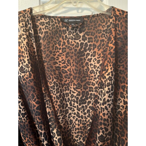 INC Intimates 2 Piece Brown 100% Polyester Animal Print Gown & Robe Size XXL - Picture 3 of 8